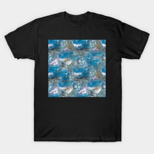 Fluid painting with blue cells T-Shirt